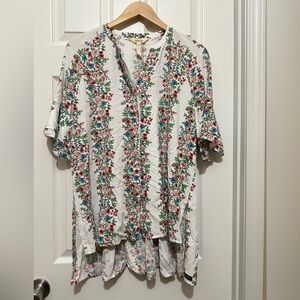 Matilda Jane Floral Button Down Shirt - White and Red Sz Medium